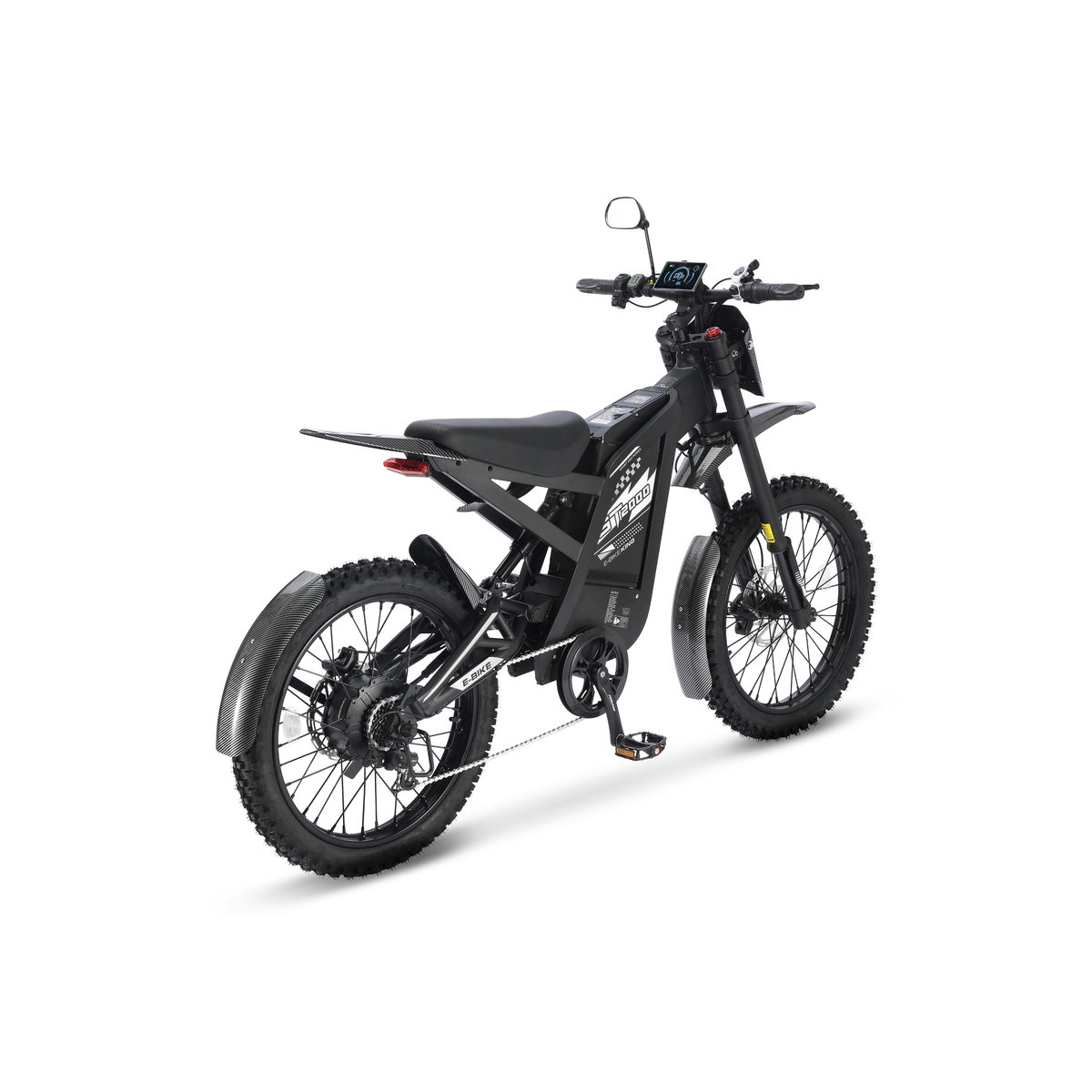 Ouxi GT2000 fatbike in zwart, schuin achteraanzicht