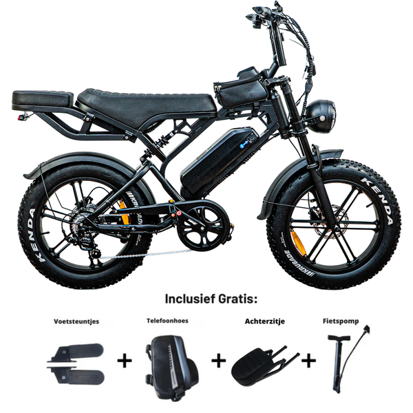 QMWheel V20 Pro fatbike in zwart, productfoto 1