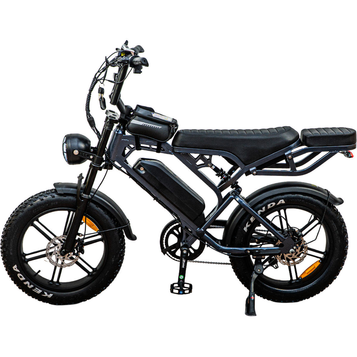 QMWheel V20 Pro fatbike in donkergrijs, productfoto 4