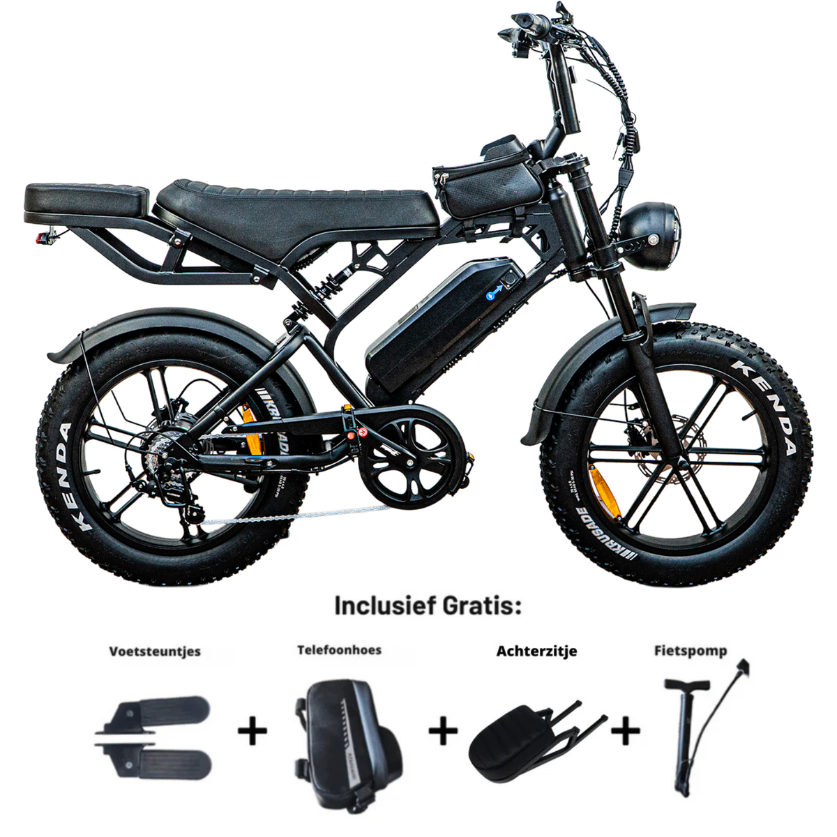 QMWheel V20 Pro fatbike in zwart, productfoto 1