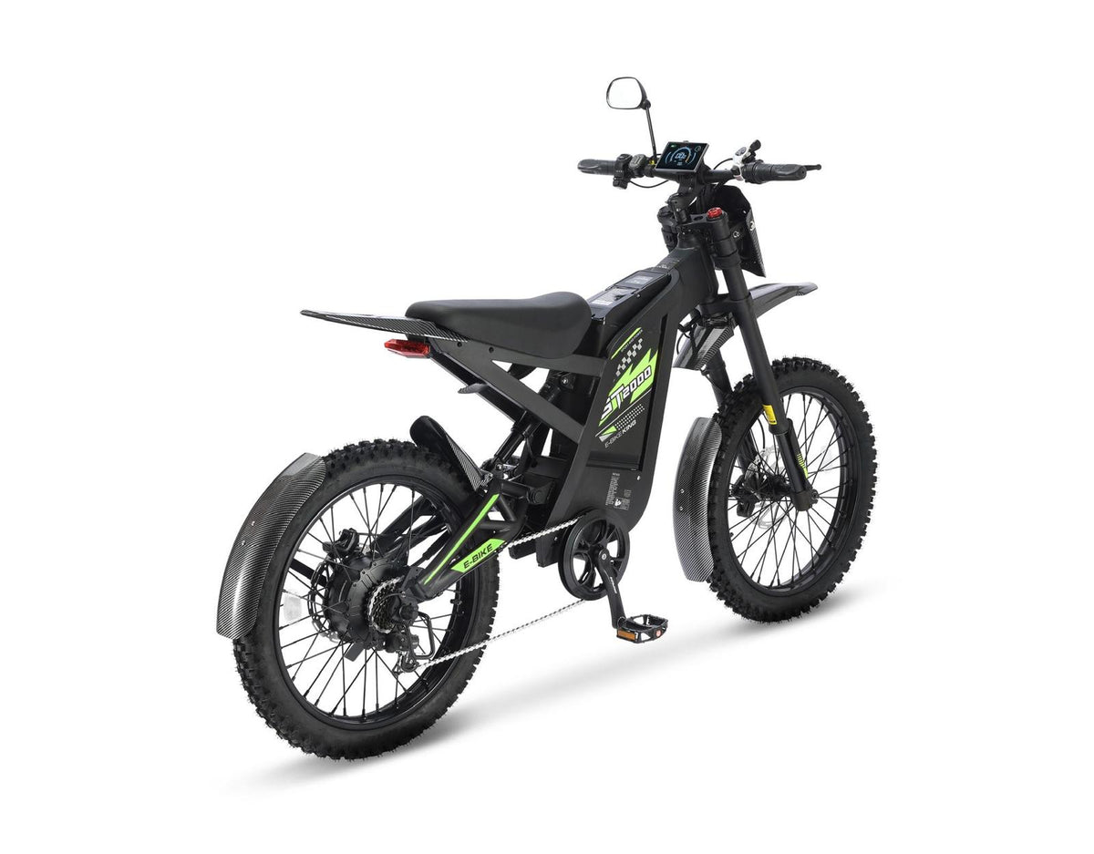 Ouxi GT2000 fatbike in groen, schuin achteraanzicht