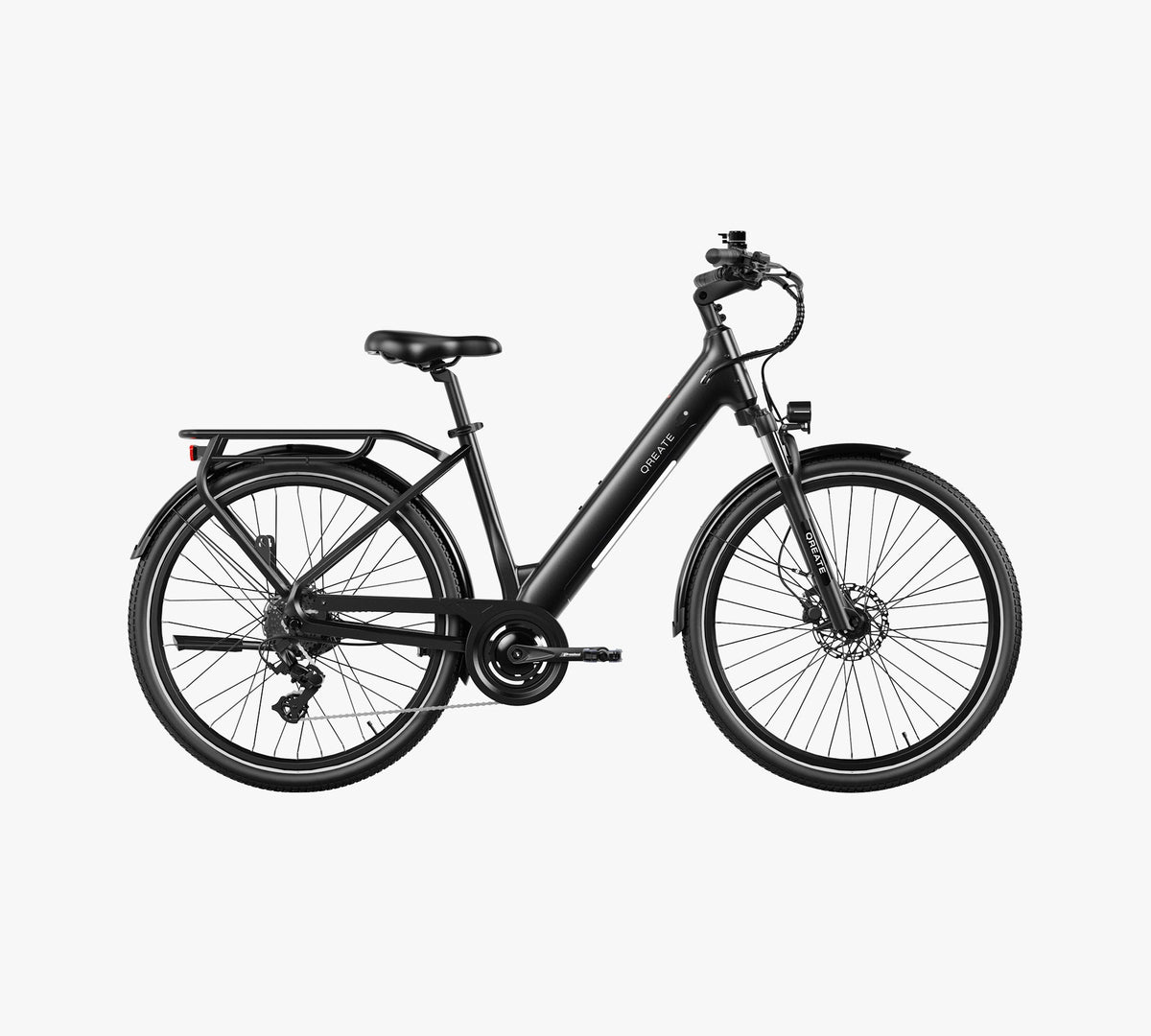 Qreate City Air e-bike in zwart, zijaanzicht