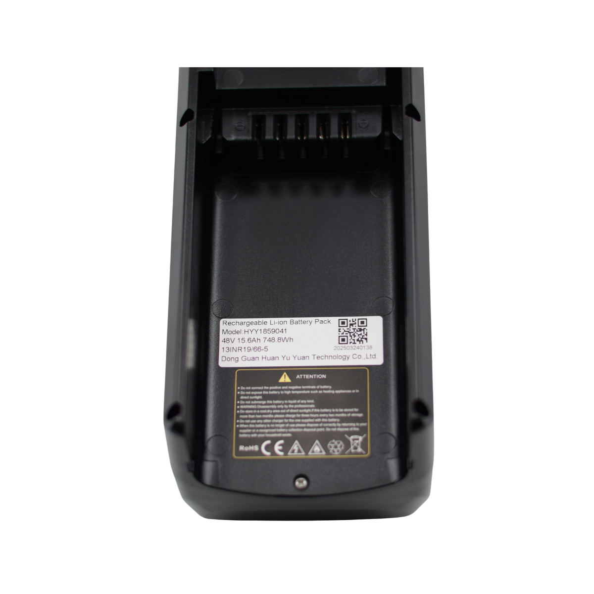 Onderkant van de QMWheel S20 Pro accu met contactpunten